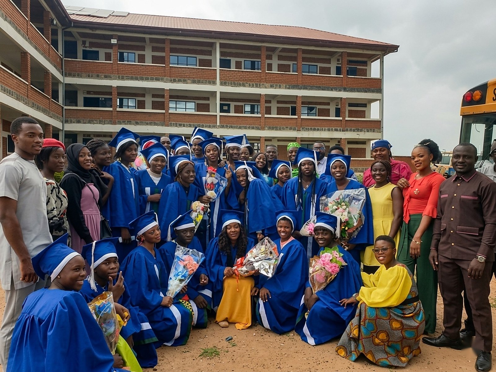 Graduation day with students and staff