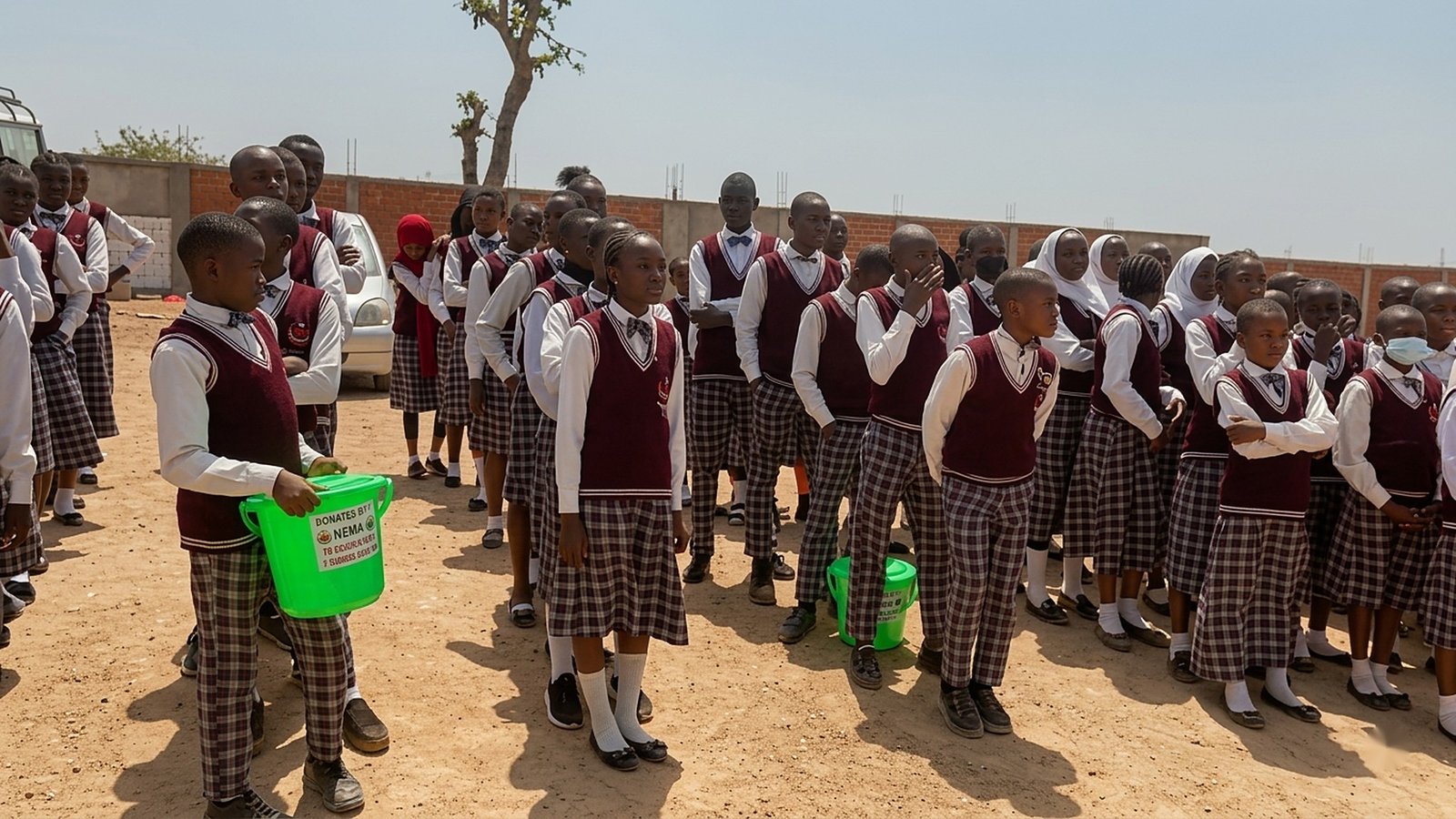Students at morning assembly